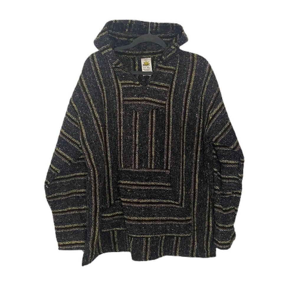 Sunspecs Unisex Drug-Rug Black Multicolored Oversized Hoodie Size XL Skater